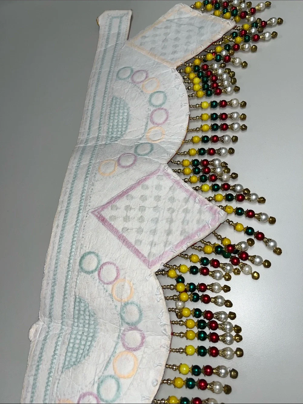 Source Unknown Red Multicolor Beaded and Mirror-Work Waistbelt